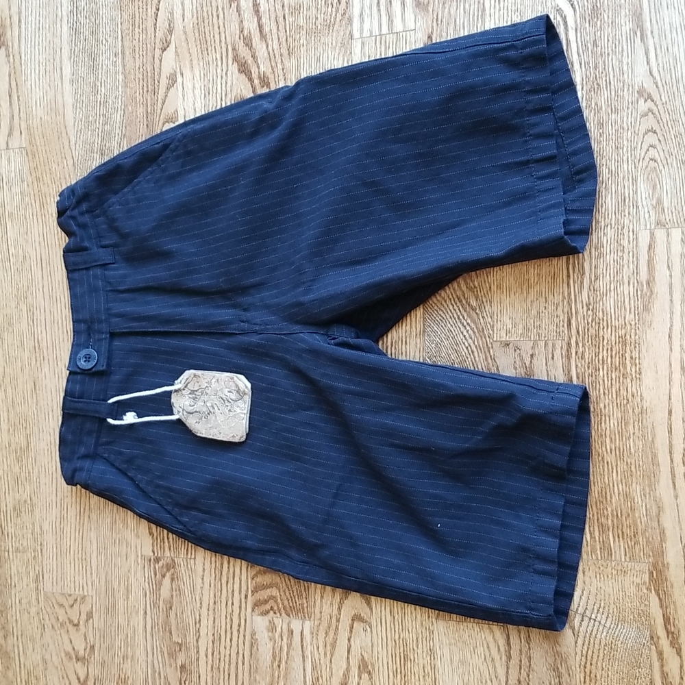 (8) NWT Micros Kids Cotton Blend Striped Black Shorts Adjustable Waistband